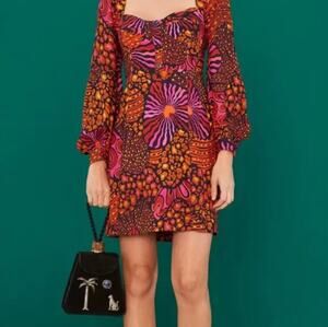 FARM RIO Leopard Hearts Mini bustier MINI dress SM abstract print colors